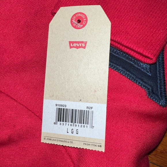 BOY’S RED LEVI'S LOGO FLEECE HOODIE (L) - Picture 11 of 11